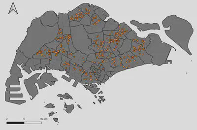 Locations of student care facilities in Singapore, one of the indicators of age, which was used in Noée's research.