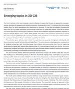 Emerging topics in 3D GIS