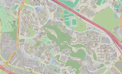 Our very well mapped NUS Kent Ridge campus in OpenStreetMap (map as of 2024-08-11). (c) OpenStreetMap contributors.